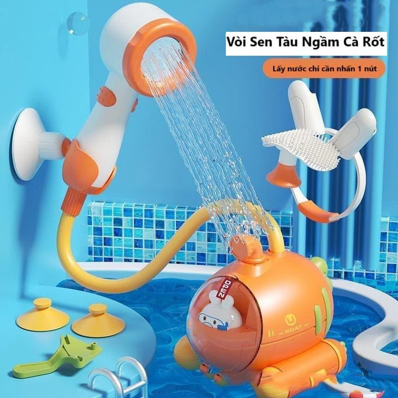 Vòi sen đồ chơi cho bé thỏ tàu ngầm có đủ phụ kiện chất liệu nhựa an toàn ABS
