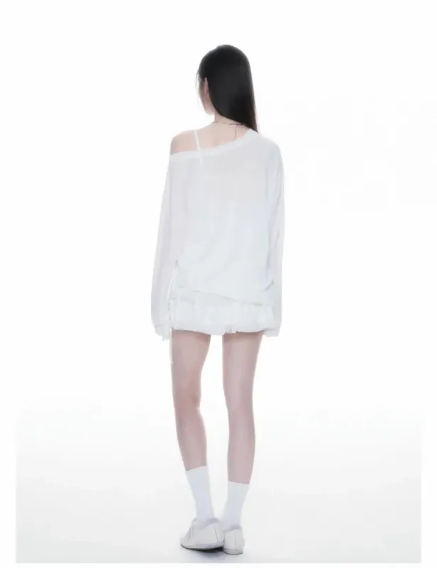 Set 3 món váy tiểu thư cá tính hottrend douyin BTS ELEVEN SLEEP trễ vai váy bồng chống nắng bán trong suốt hoạt tiết hoạt hình cực đẹp