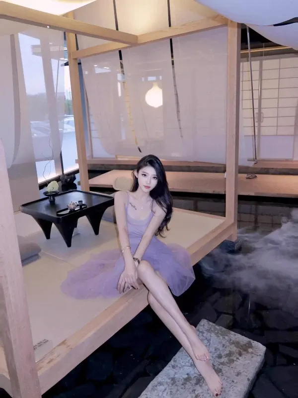 Váy lưới dài màu tím kiểu dáng Pure Desire gợi cảm ôm sát eo, váy chữ A dài hoa phong cách ngày lễ