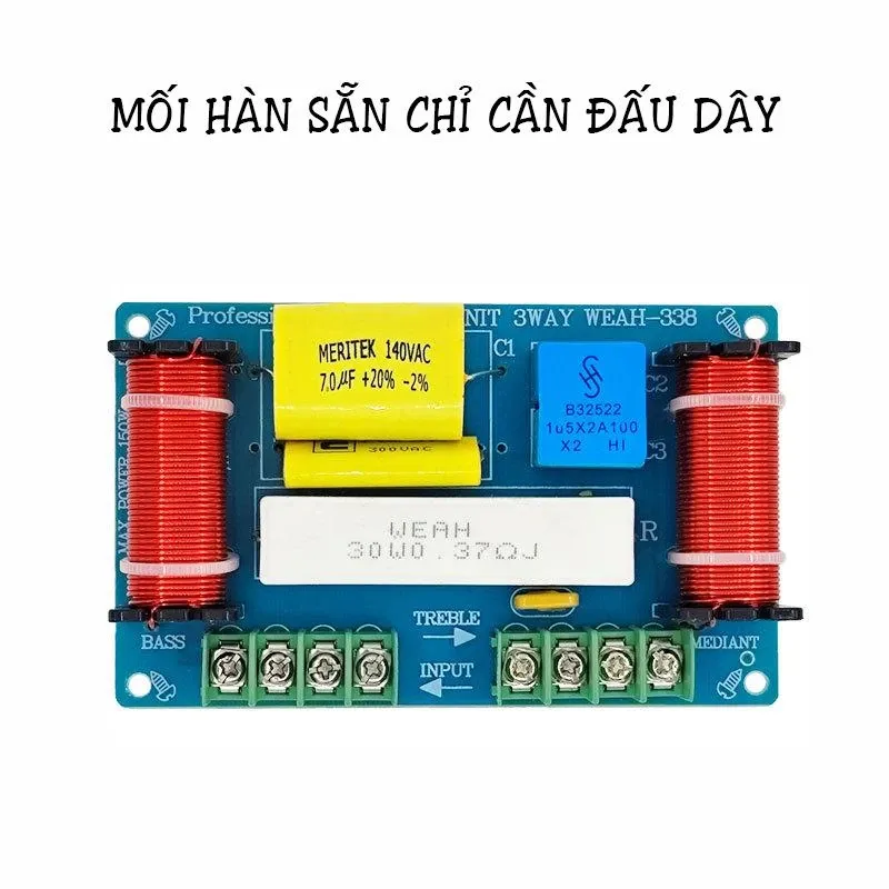Mạch phân tần WEAH338 3 đường tiếng cho loa sử dụng tụ nhập khẩu hàn sẵn đầu nối Cao Su Earphone Nghe Nhạc loa keo 3 đường tiếng