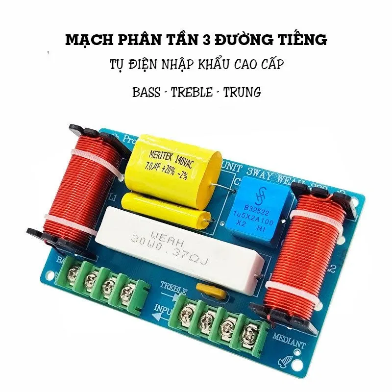 Mạch phân tần WEAH338 3 đường tiếng cho loa sử dụng tụ nhập khẩu hàn sẵn đầu nối Cao Su Earphone Nghe Nhạc loa keo 3 đường tiếng