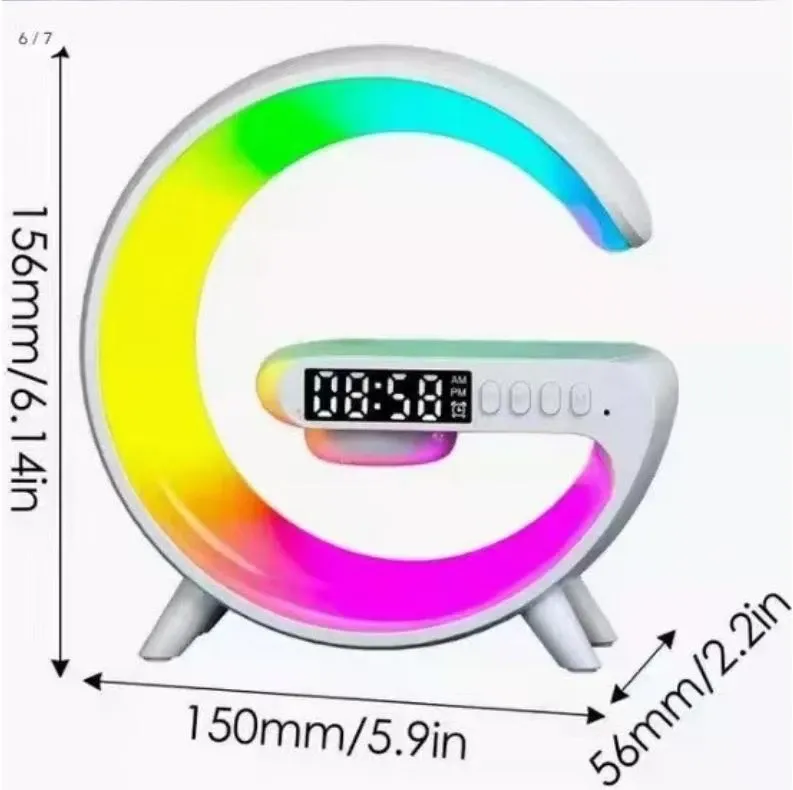 Loa bluetooth âm thanh nổi tích hợp đèn LED 10 chế độ kèm sạc magsafe không dây cao cấp tính năng báo thức xem giờ thích hợp trang trí