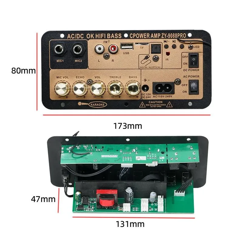 Bo mạch loa karaoke ZY-D9 PRO âm thanh HIFI tích hợp Echo & Reverb karaoke kết nối bluetooth 5.4, optical audio, usb, thẻ nhớ radio FM đủ phụ kiện