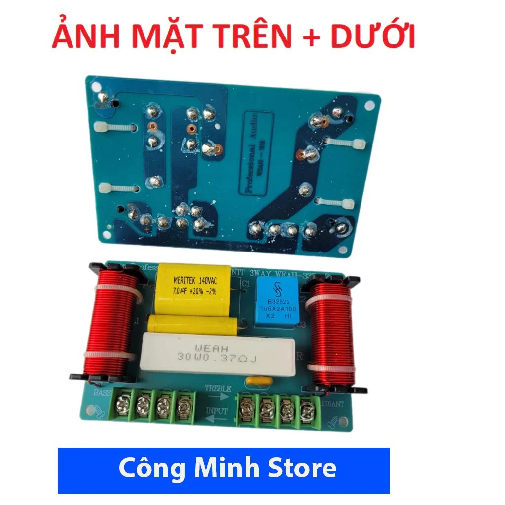 Mạch phân tần WEAH338 3 đường tiếng cho loa sử dụng tụ nhập khẩu hàn sẵn đầu nối Cao Su Earphone Nghe Nhạc loa keo 3 đường tiếng