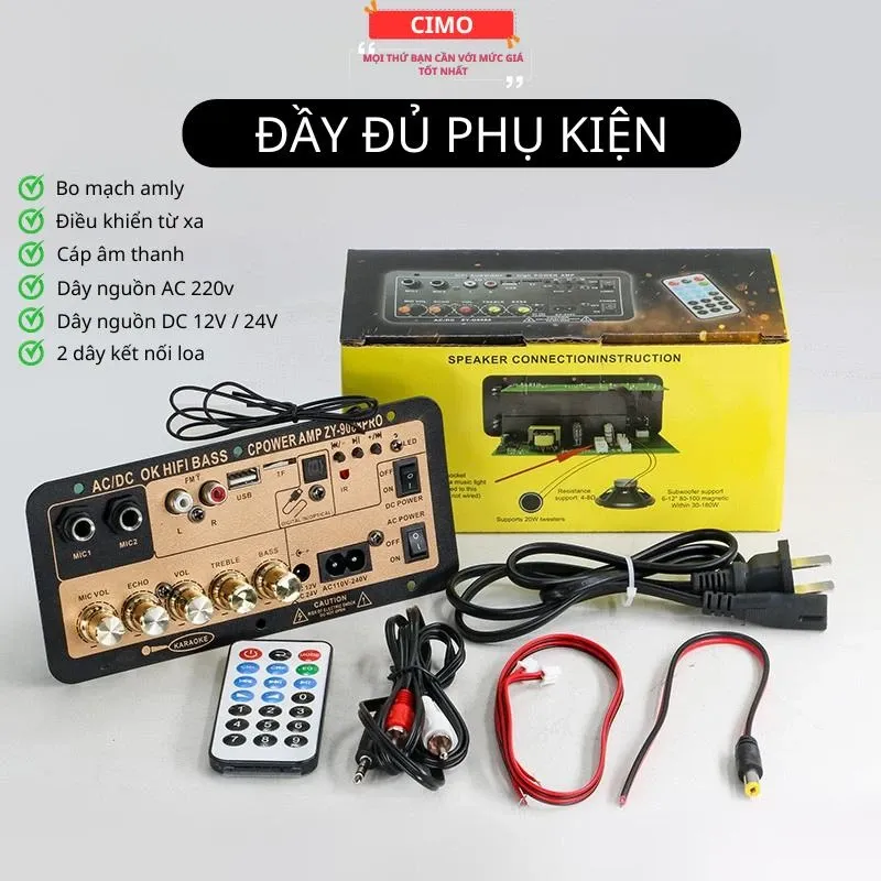 Bo mạch loa karaoke ZY-D9 PRO âm thanh HIFI tích hợp Echo & Reverb karaoke kết nối bluetooth 5.4, optical audio, usb, thẻ nhớ radio FM đủ phụ kiện