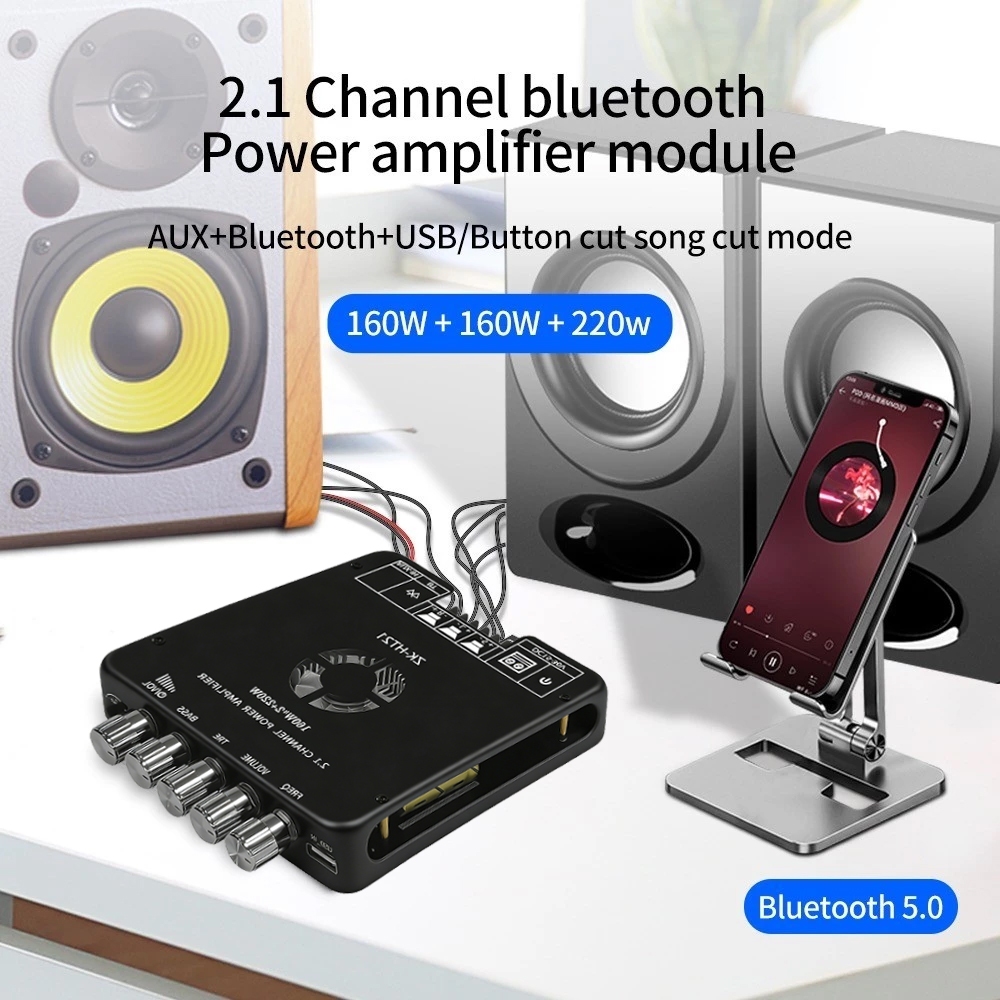 ZK-HT21 Mô-đun bộ khuếch đại công suất kỹ thuật số bluetooth ZK-HT21 2.1 Kênh TDA7498E Loa siêu trầm âm cao và trầm 160W