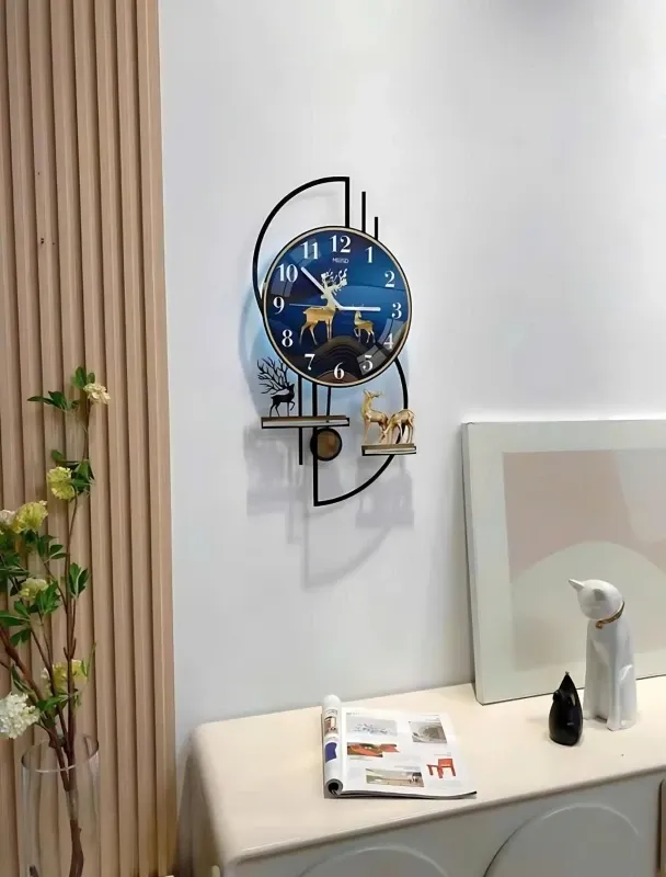 Đồng hồ treo tường hươu tài lộc có đèn LED trang trí nhà cửa, nhà tắm nhà bếp, spa, thẩm mỹ, tiệm nail,  làm quà tặng tân gia decor phòng