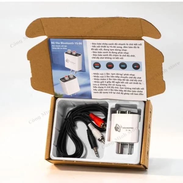 SOUNDPRO YS-06 Bộ thu phát nhạc âm thanh nổi HIFI bluetooth 5.0 phát nhạc 2 thiết bị cùng lúc không sử dụng nguồn khoảng cách xa 20m