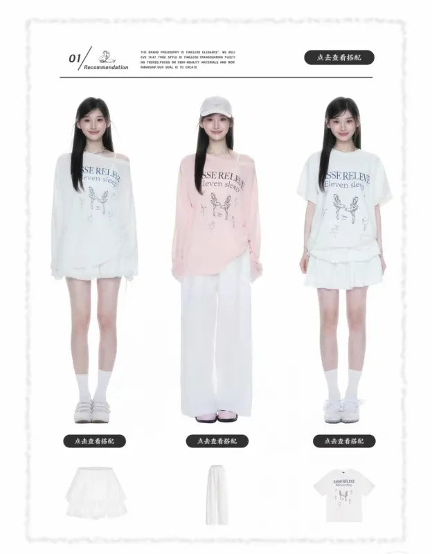 Set 3 món váy tiểu thư cá tính hottrend douyin BTS ELEVEN SLEEP trễ vai váy bồng chống nắng bán trong suốt hoạt tiết hoạt hình cực đẹp