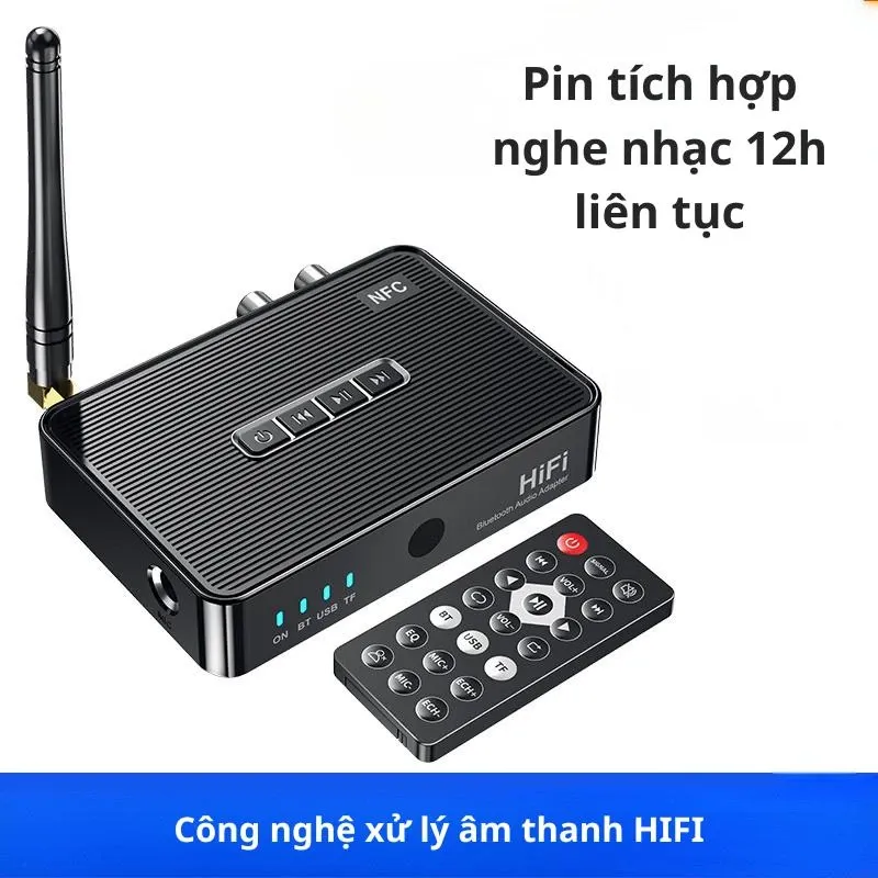 Bộ thu Bluetooth 5.1 âm thanh HIFI có cổng cắm mic hát karaoke chống hú, nghe nhạc USB thẻ nhớ, pin dùng 12 tiếng liên tục không cần cắm nguồn