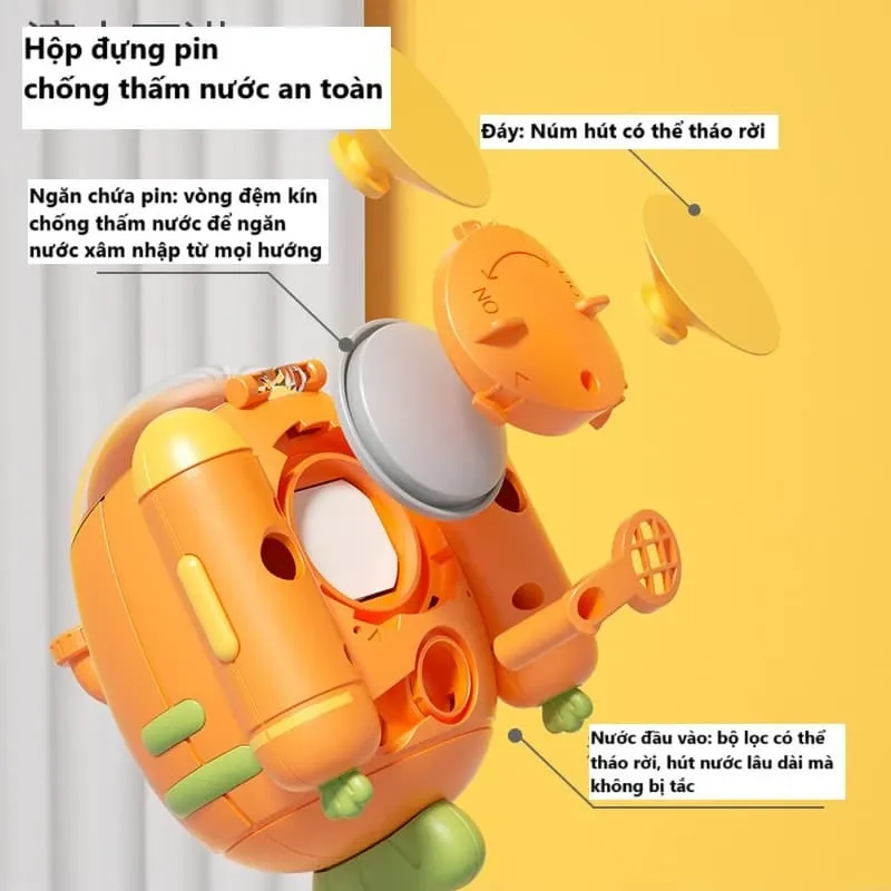 Vòi sen đồ chơi cho bé thỏ tàu ngầm có đủ phụ kiện chất liệu nhựa an toàn ABS
