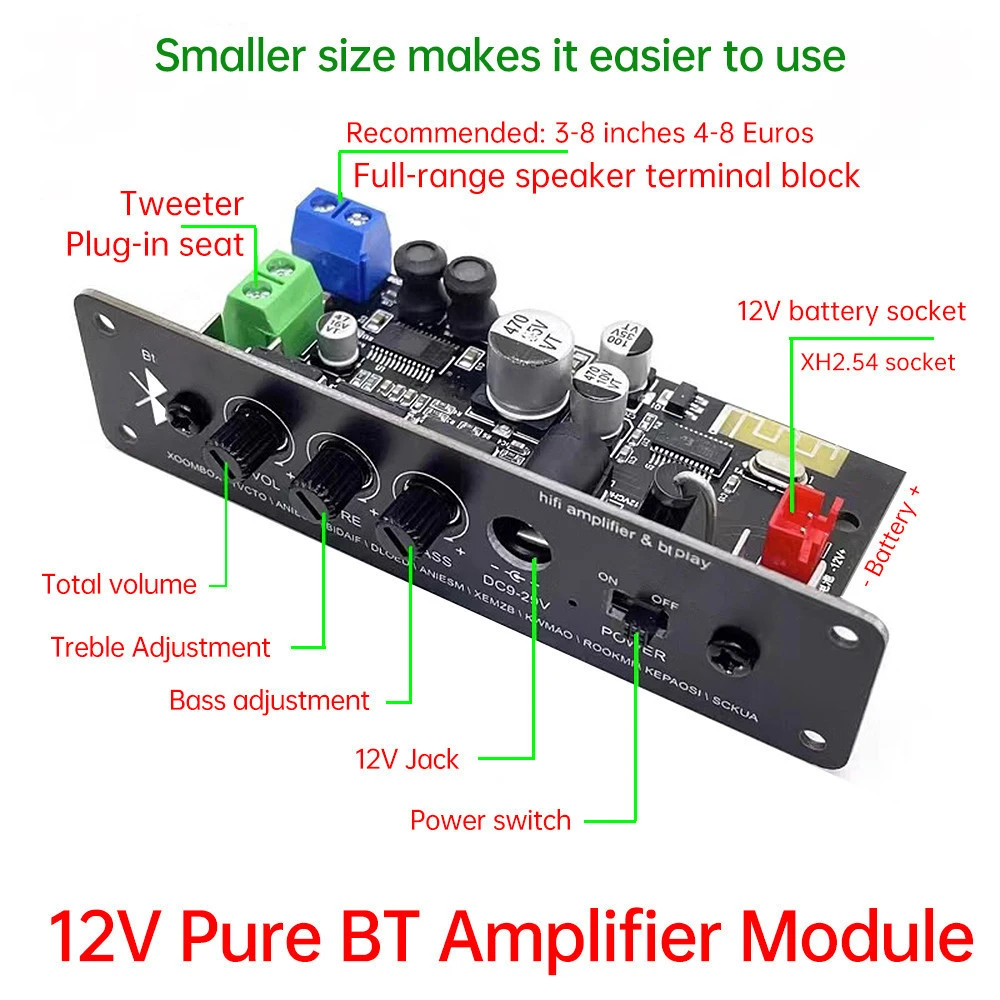 Bảng Khuếch Đại Âm Thanh DC 12V HIFI Cao Bass BT 5.1 Ô Tô Khuếch Đại Mô Đun Bộ Thu Âm Thanh chế loa độ loa